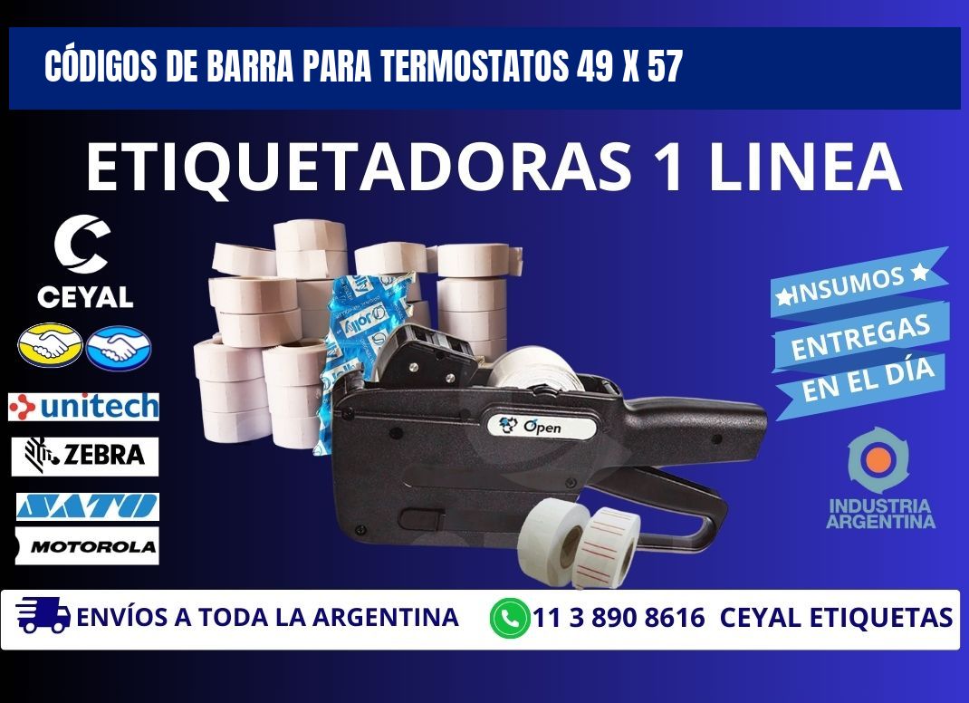 CÓDIGOS DE BARRA PARA TERMOSTATOS 49 x 57