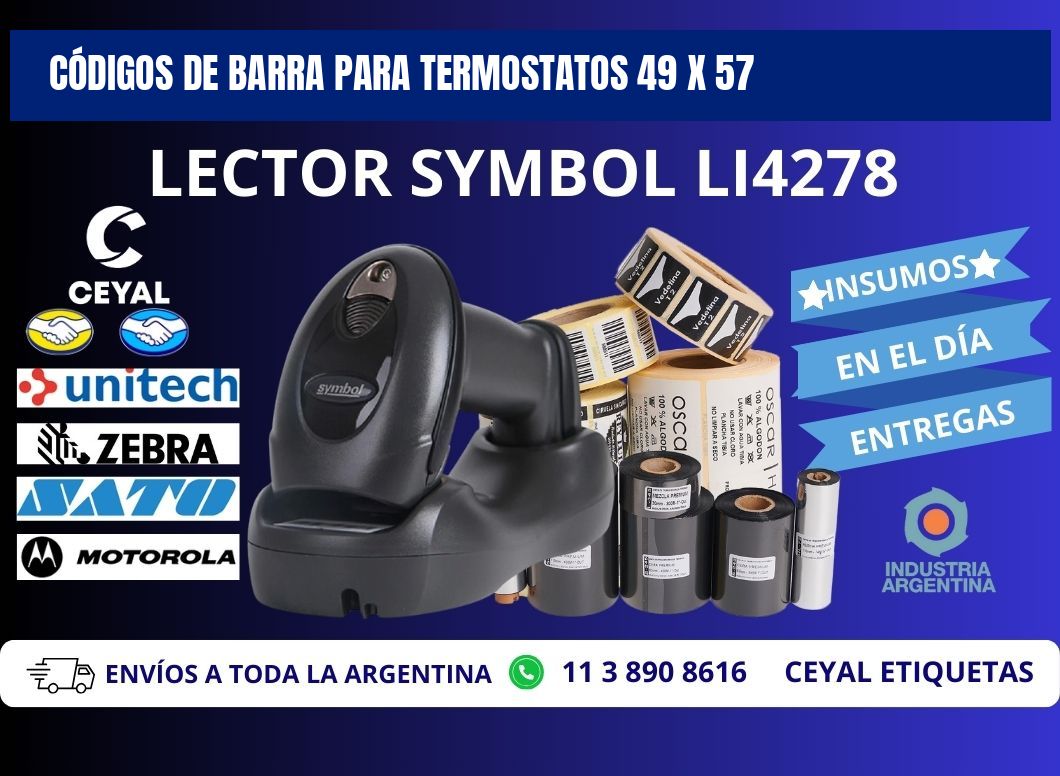 CÓDIGOS DE BARRA PARA TERMOSTATOS 49 x 57