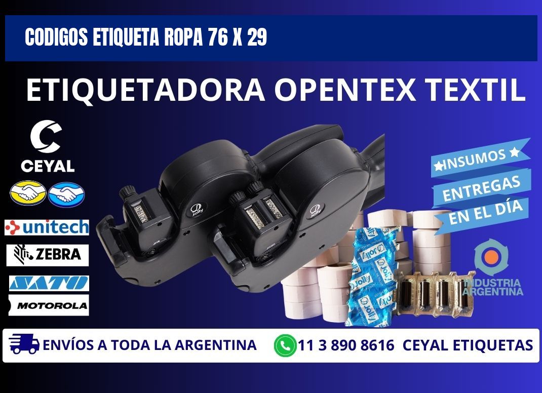 CODIGOS ETIQUETA ROPA 76 x 29