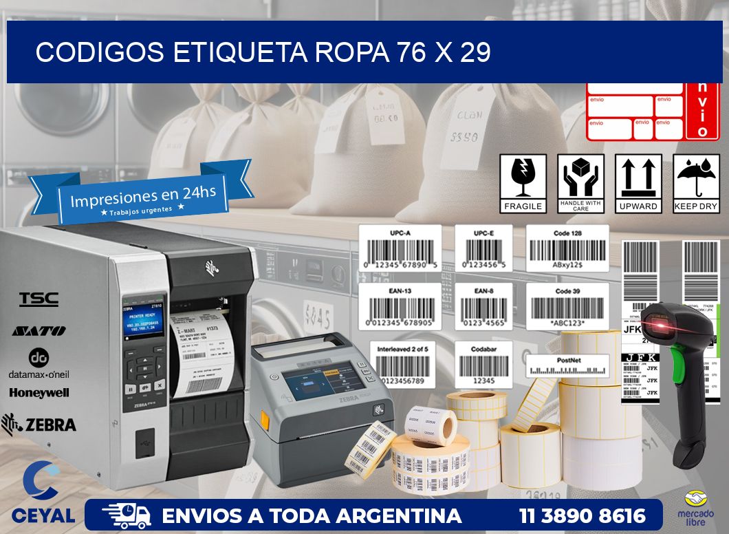 CODIGOS ETIQUETA ROPA 76 x 29