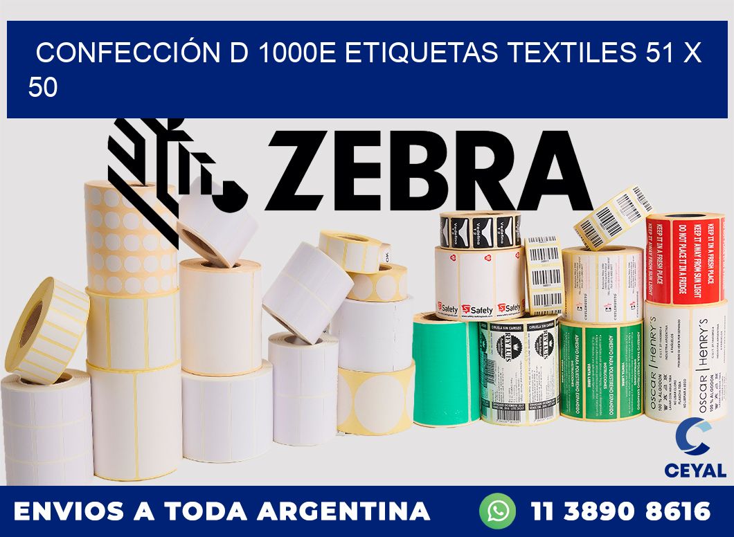 CONFECCIÓN D 1000E ETIQUETAS TEXTILES 51 x 50