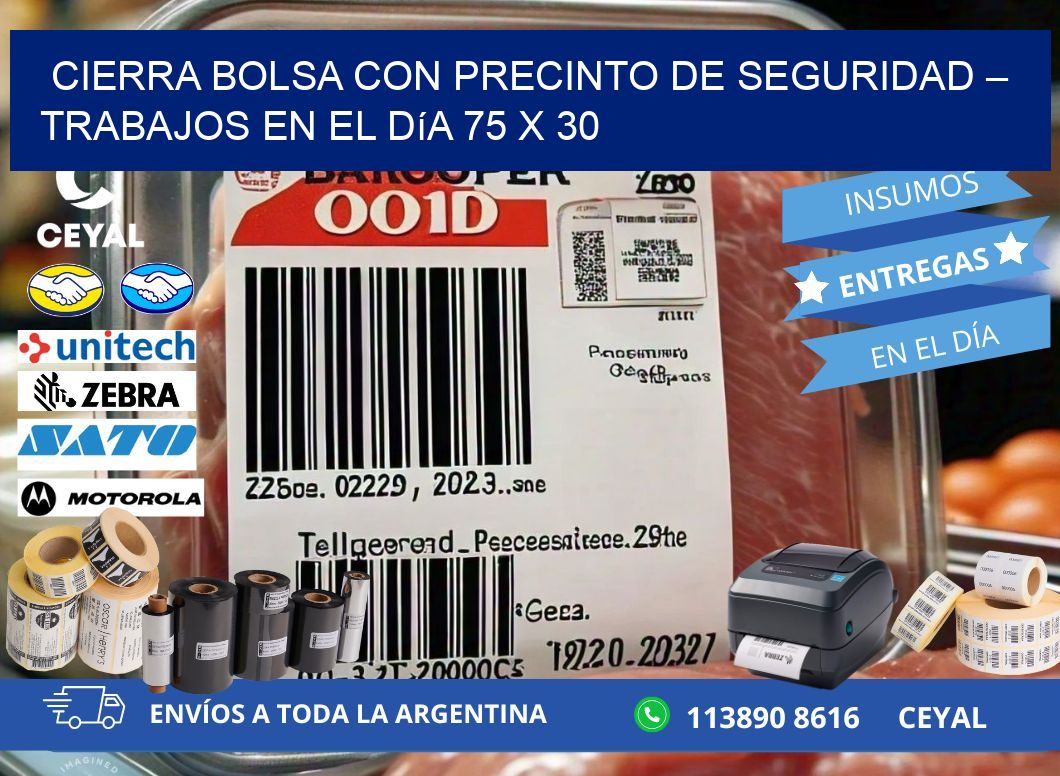 Cierra bolsa con precinto de seguridad – Trabajos en el día 75 x 30