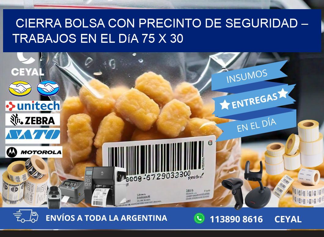 Cierra bolsa con precinto de seguridad – Trabajos en el día 75 x 30