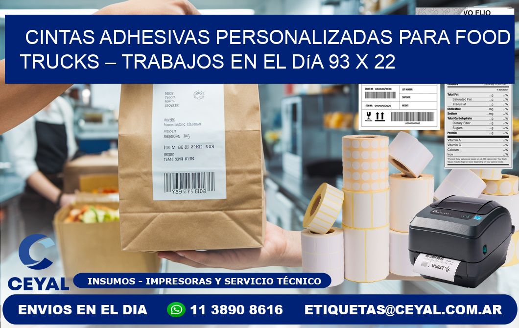 Cintas adhesivas personalizadas para food trucks – Trabajos en el día 93 x 22