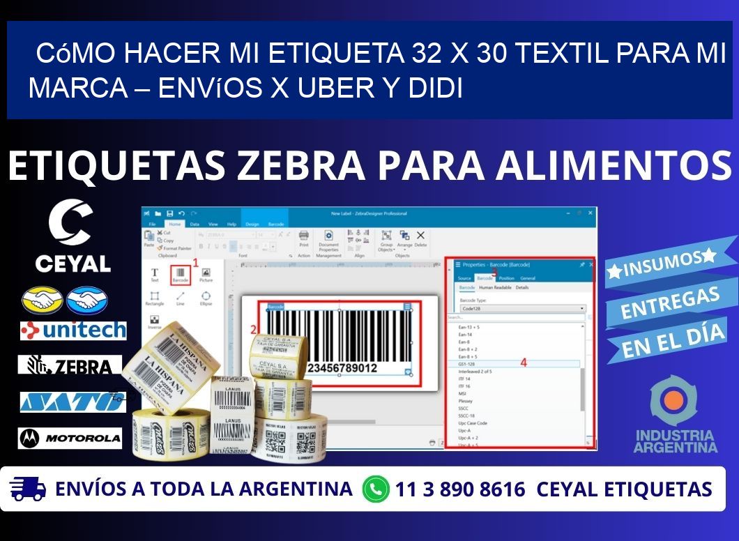 Cómo hacer mi Etiqueta 32 x 30 textil para mi marca – Envíos x Uber y DiDi