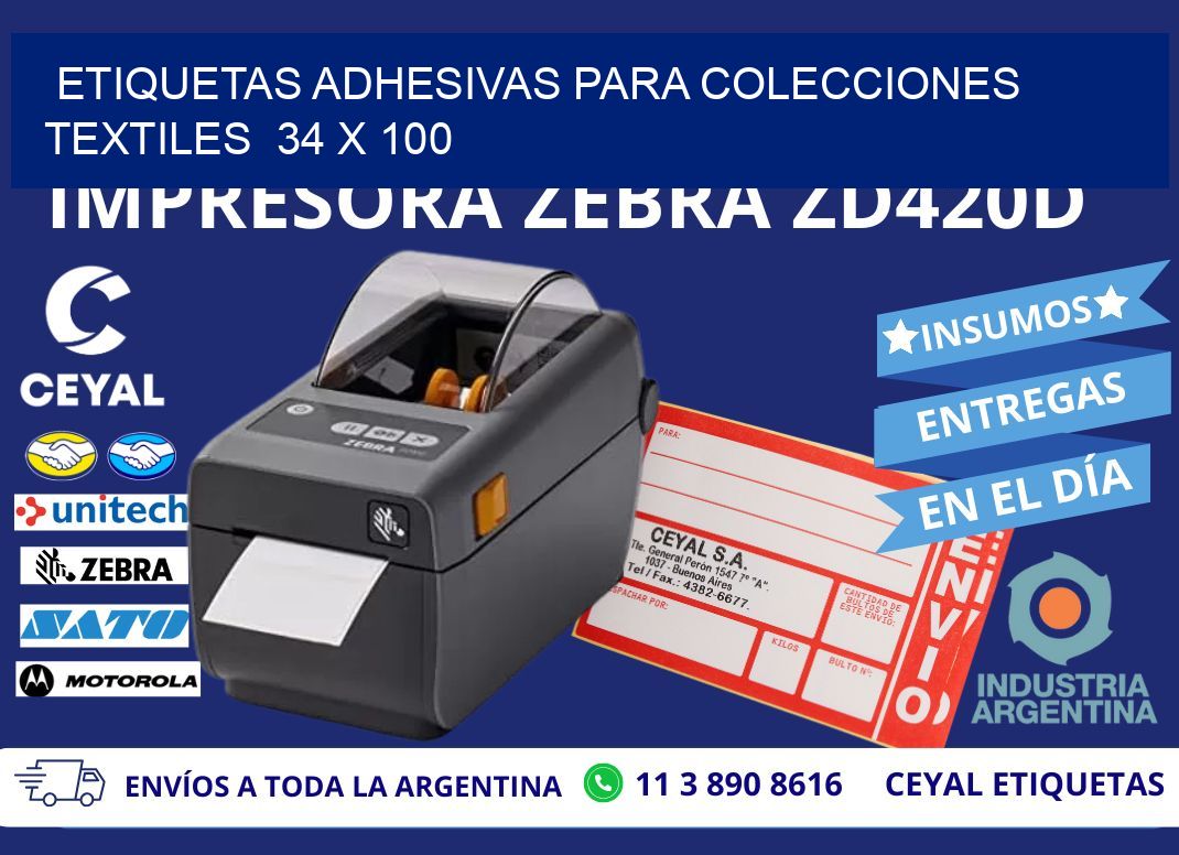 ETIQUETAS ADHESIVAS PARA COLECCIONES TEXTILES  34 x 100