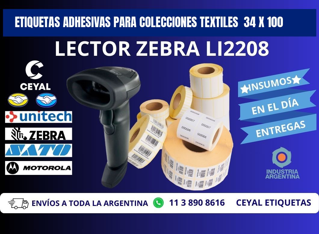 ETIQUETAS ADHESIVAS PARA COLECCIONES TEXTILES  34 x 100