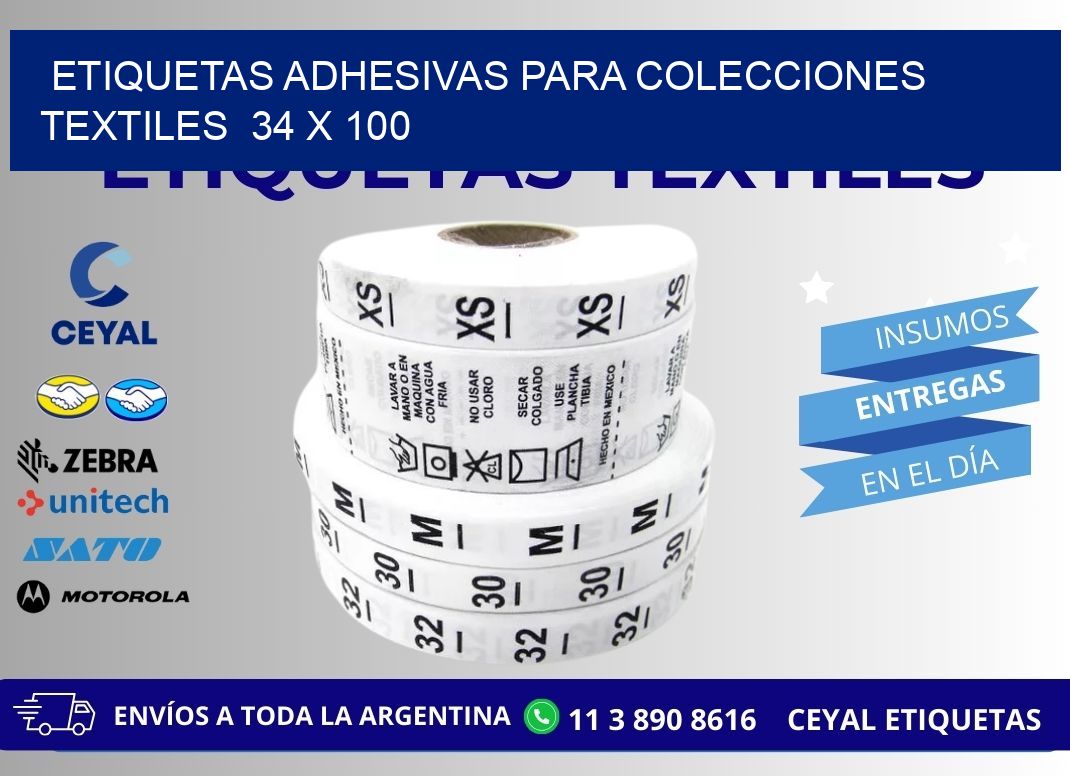 ETIQUETAS ADHESIVAS PARA COLECCIONES TEXTILES  34 x 100