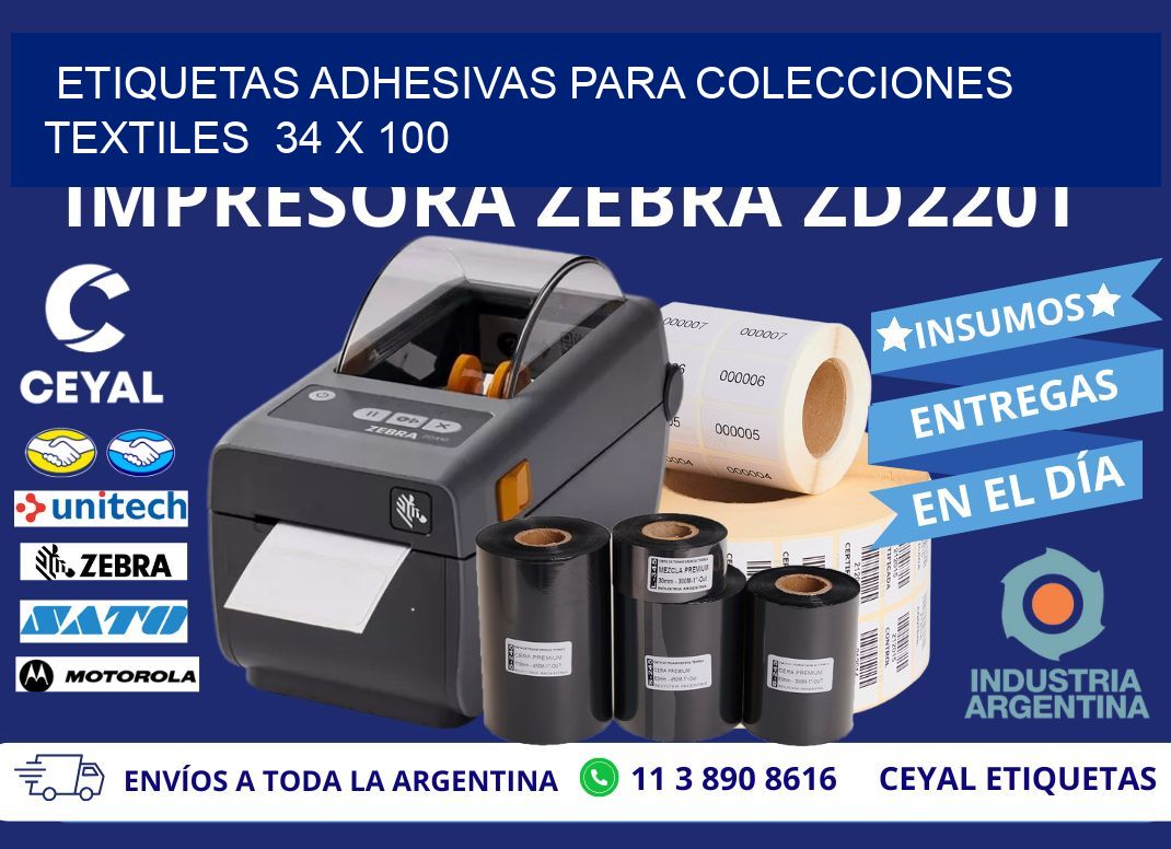 ETIQUETAS ADHESIVAS PARA COLECCIONES TEXTILES  34 x 100