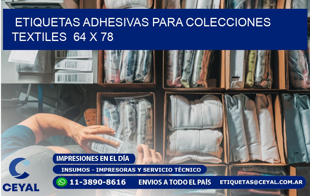 ETIQUETAS ADHESIVAS PARA COLECCIONES TEXTILES  64 x 78