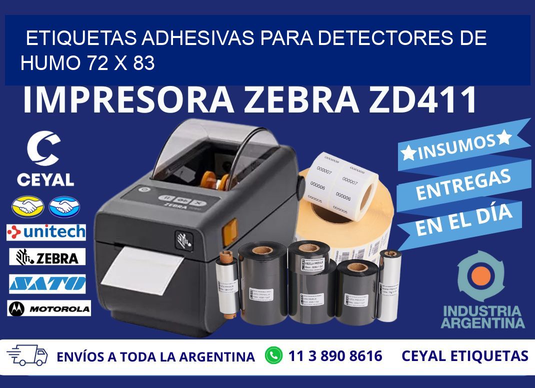 ETIQUETAS ADHESIVAS PARA DETECTORES DE HUMO 72 x 83