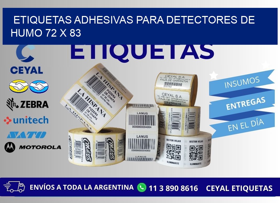 ETIQUETAS ADHESIVAS PARA DETECTORES DE HUMO 72 x 83