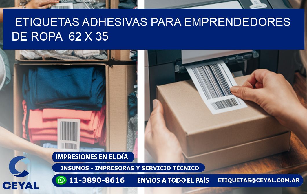 ETIQUETAS ADHESIVAS PARA EMPRENDEDORES DE ROPA  62 x 35