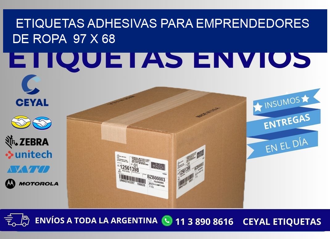 ETIQUETAS ADHESIVAS PARA EMPRENDEDORES DE ROPA  97 x 68