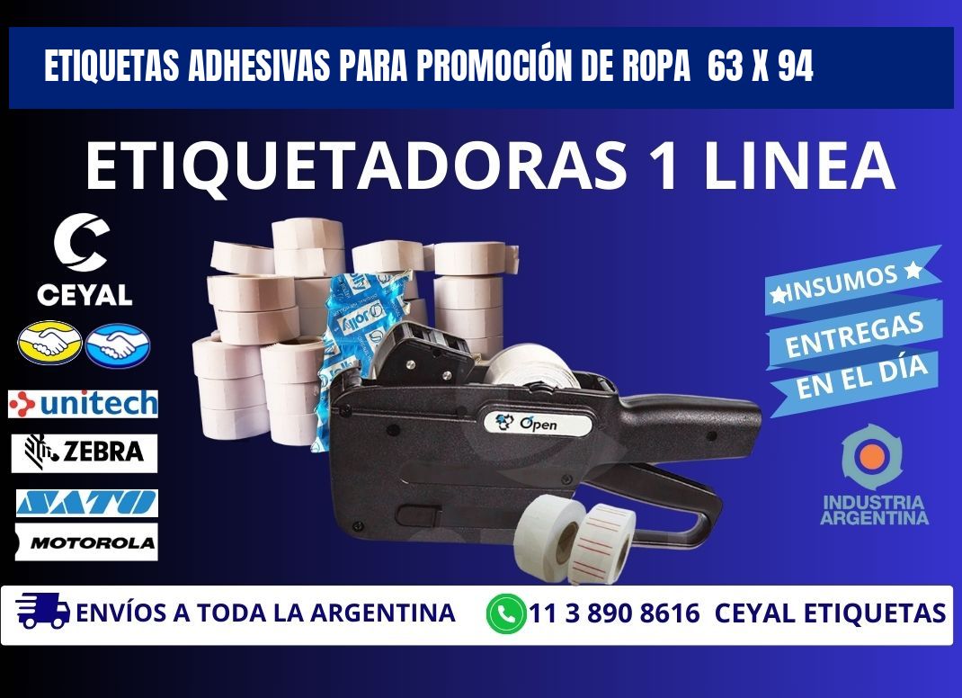 ETIQUETAS ADHESIVAS PARA PROMOCIÓN DE ROPA  63 x 94