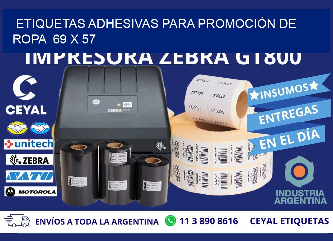 ETIQUETAS ADHESIVAS PARA PROMOCIÓN DE ROPA  69 x 57