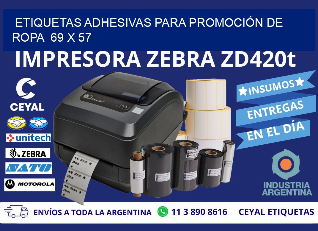 ETIQUETAS ADHESIVAS PARA PROMOCIÓN DE ROPA  69 x 57