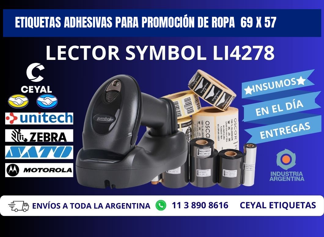 ETIQUETAS ADHESIVAS PARA PROMOCIÓN DE ROPA  69 x 57