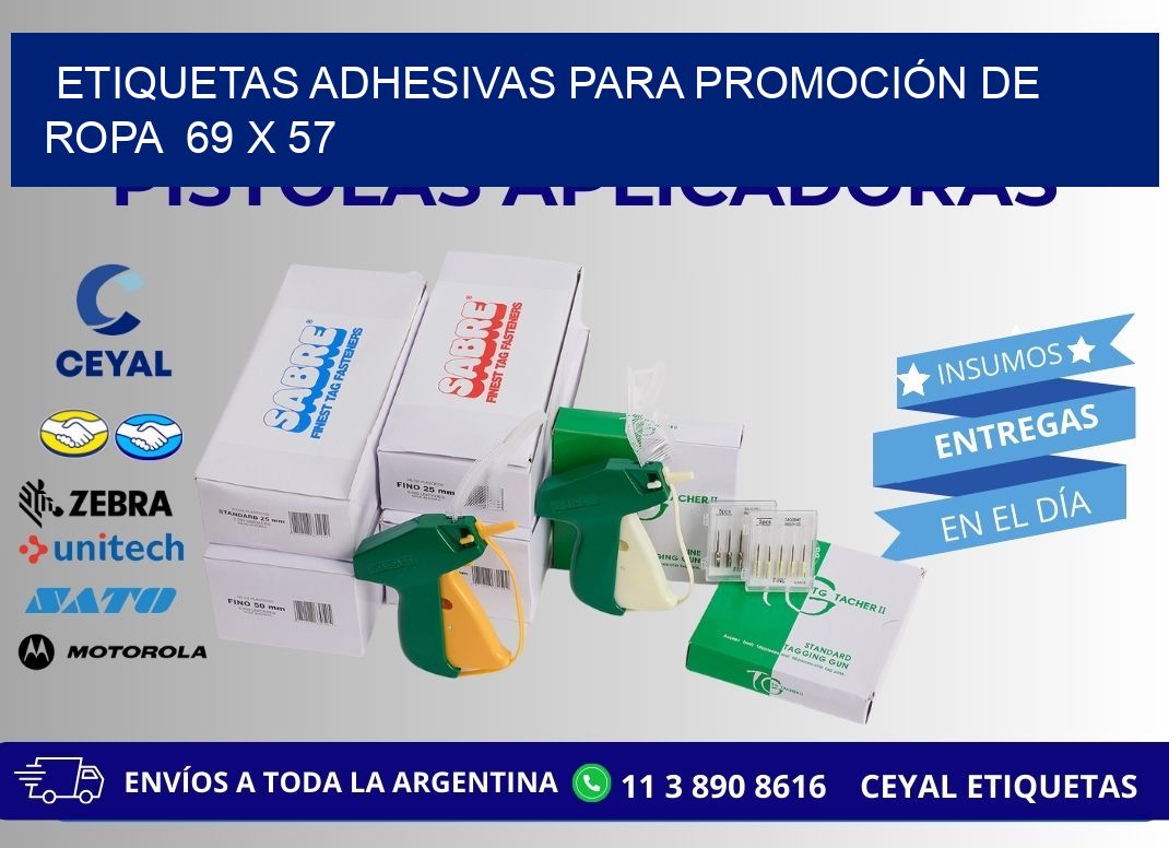 ETIQUETAS ADHESIVAS PARA PROMOCIÓN DE ROPA  69 x 57