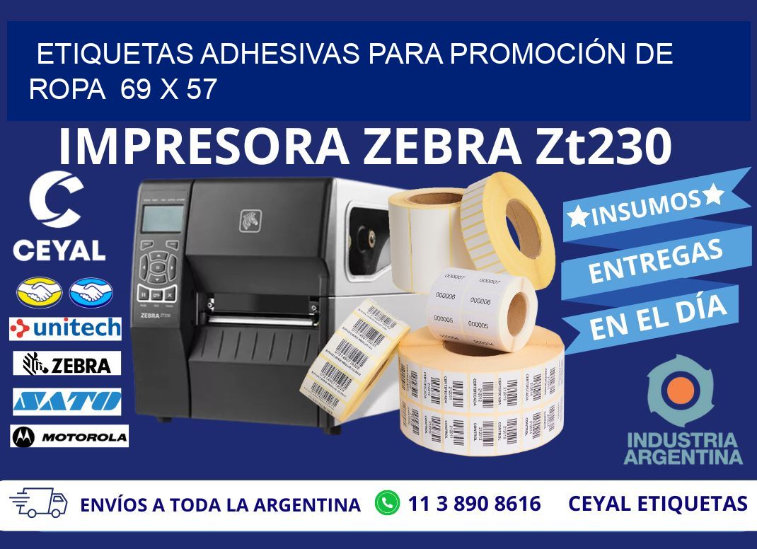 ETIQUETAS ADHESIVAS PARA PROMOCIÓN DE ROPA  69 x 57