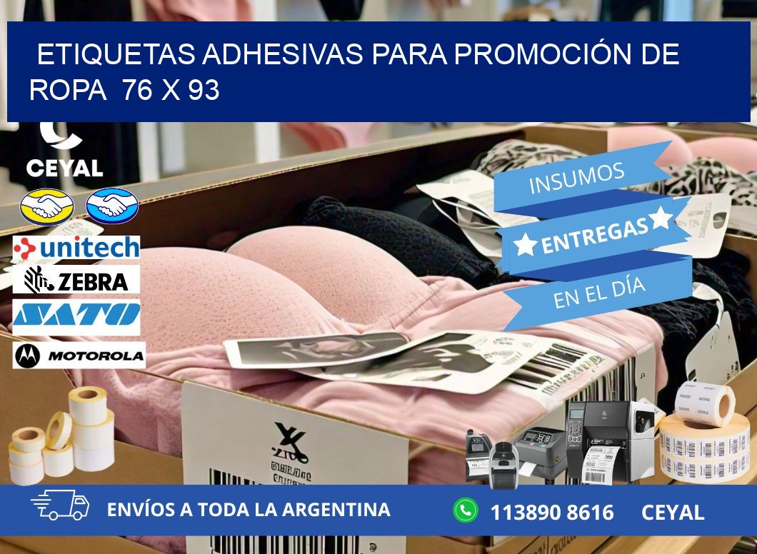 ETIQUETAS ADHESIVAS PARA PROMOCIÓN DE ROPA  76 x 93