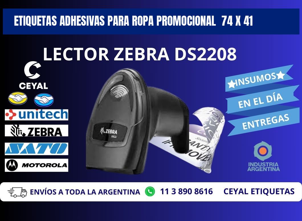 ETIQUETAS ADHESIVAS PARA ROPA PROMOCIONAL  74 x 41