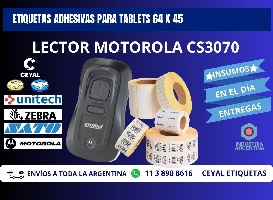 ETIQUETAS ADHESIVAS PARA TABLETS 64 x 45