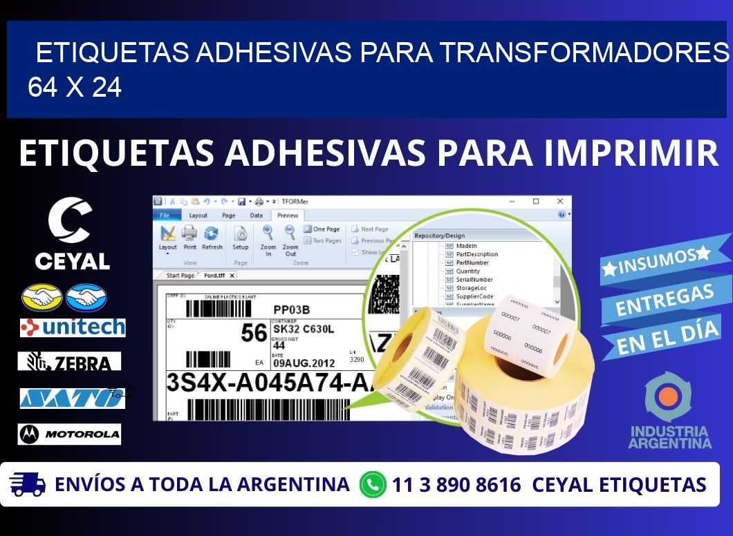 ETIQUETAS ADHESIVAS PARA TRANSFORMADORES 64 x 24