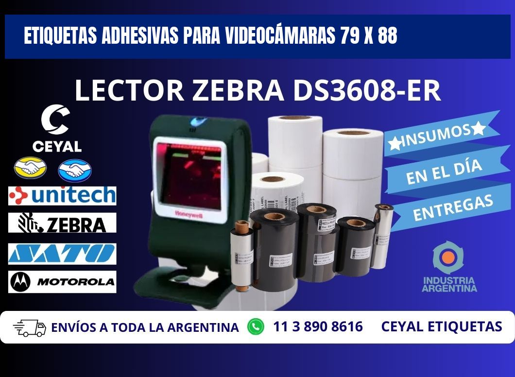 ETIQUETAS ADHESIVAS PARA VIDEOCÁMARAS 79 x 88