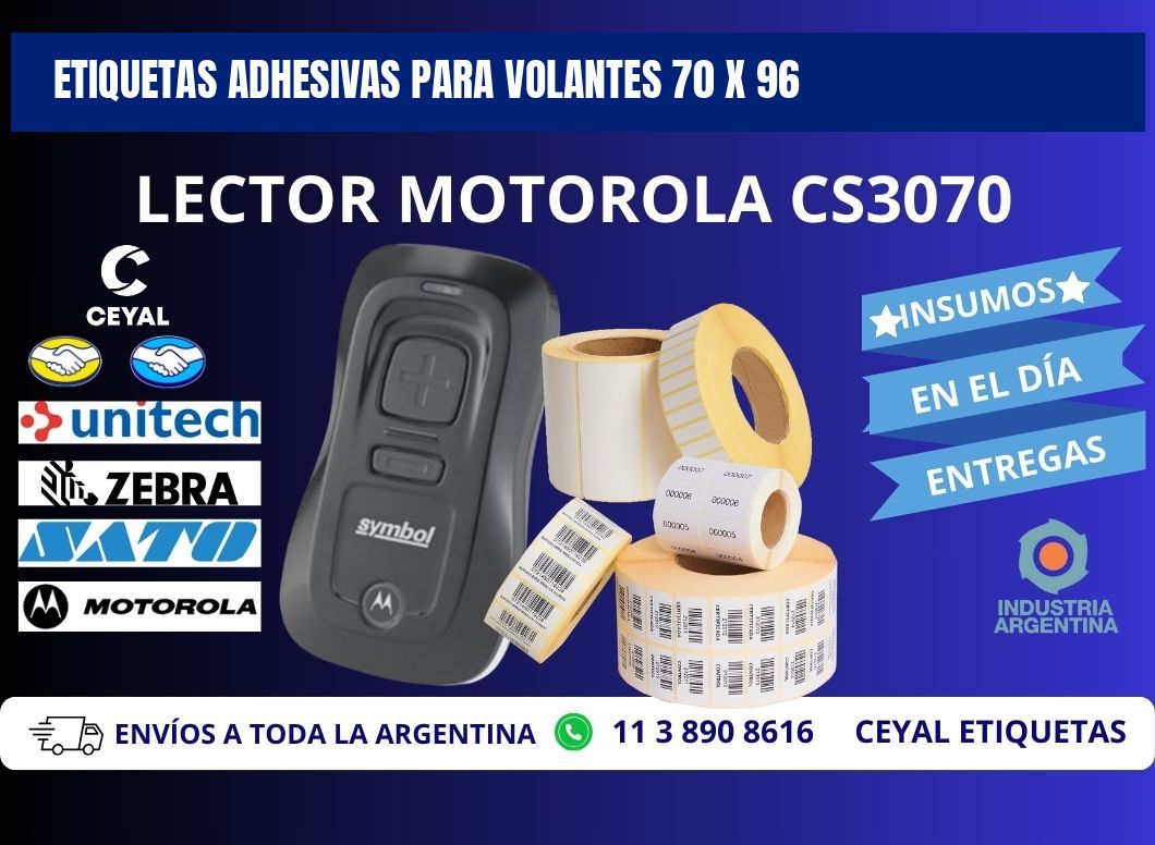 ETIQUETAS ADHESIVAS PARA VOLANTES 70 x 96