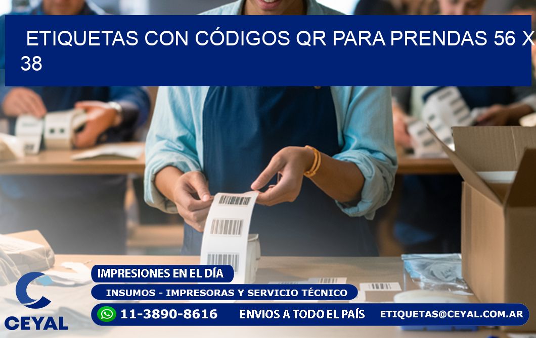 ETIQUETAS CON CÓDIGOS QR PARA PRENDAS 56 x 38