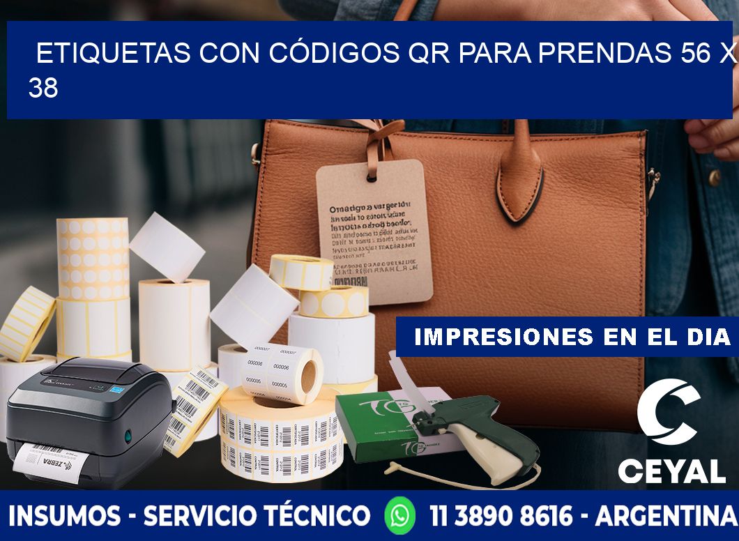 ETIQUETAS CON CÓDIGOS QR PARA PRENDAS 56 x 38