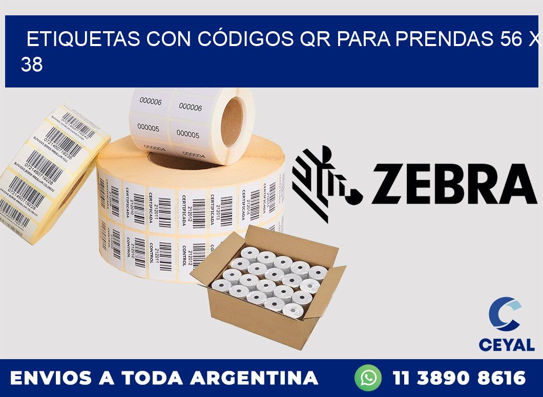 ETIQUETAS CON CÓDIGOS QR PARA PRENDAS 56 x 38