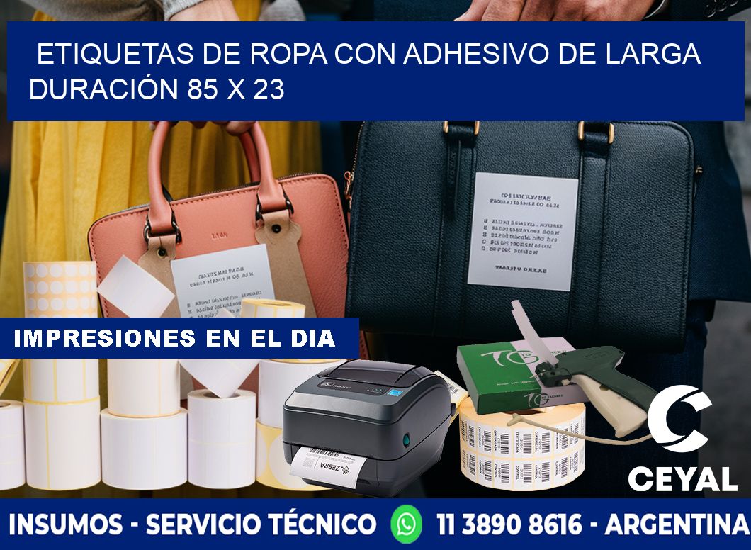 ETIQUETAS DE ROPA CON ADHESIVO DE LARGA DURACIÓN 85 x 23