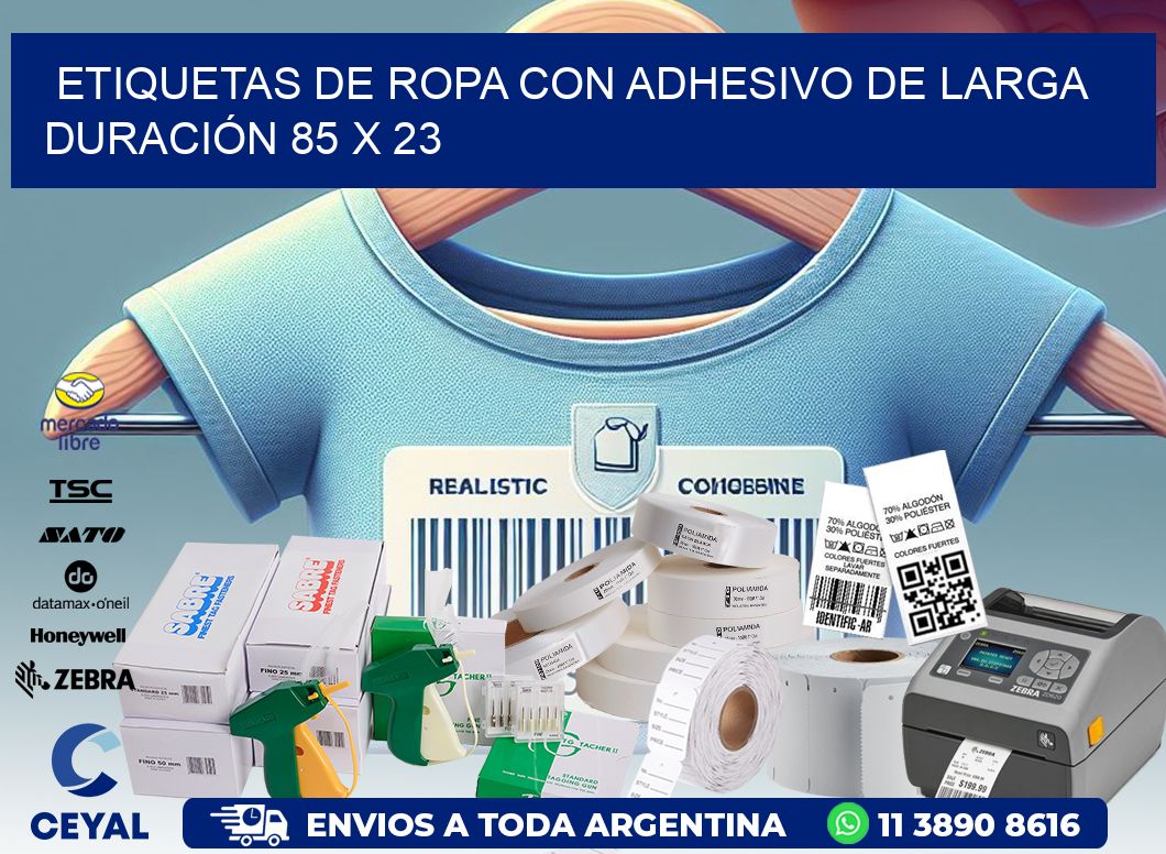 ETIQUETAS DE ROPA CON ADHESIVO DE LARGA DURACIÓN 85 x 23