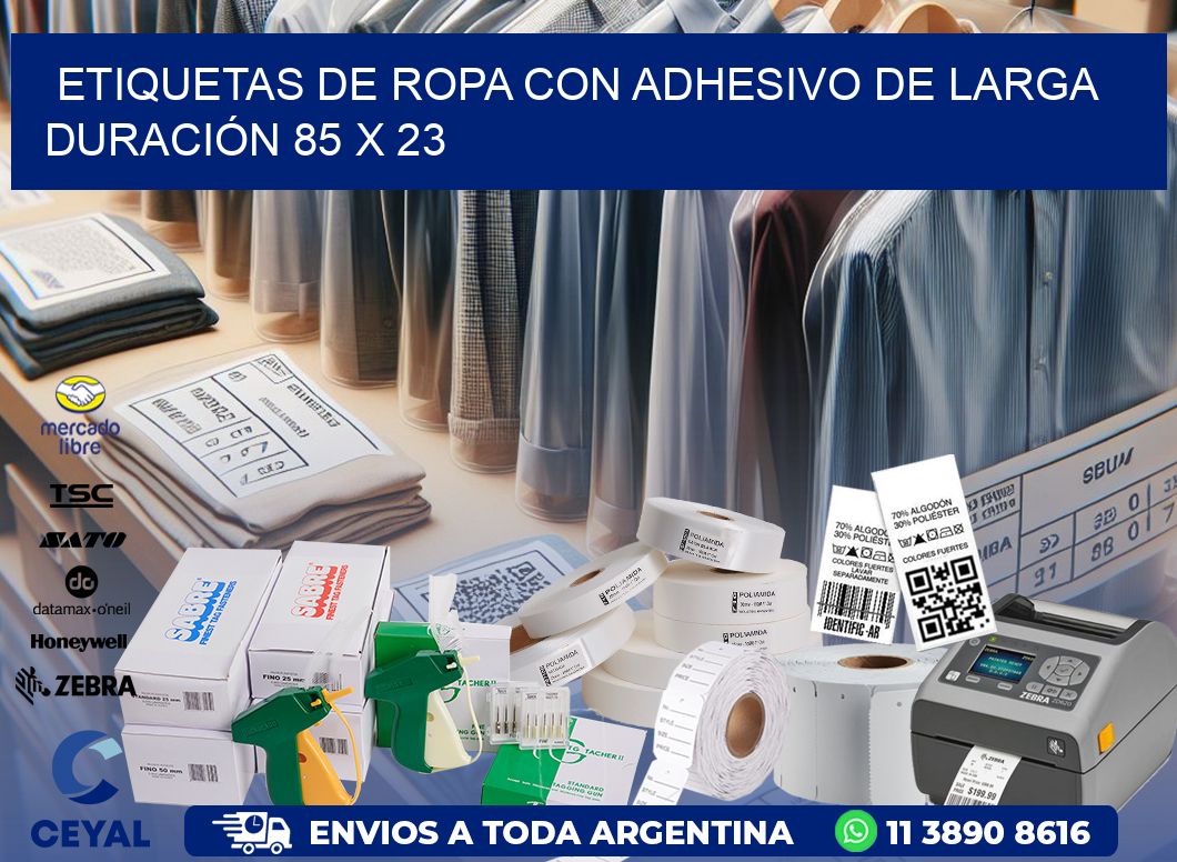 ETIQUETAS DE ROPA CON ADHESIVO DE LARGA DURACIÓN 85 x 23