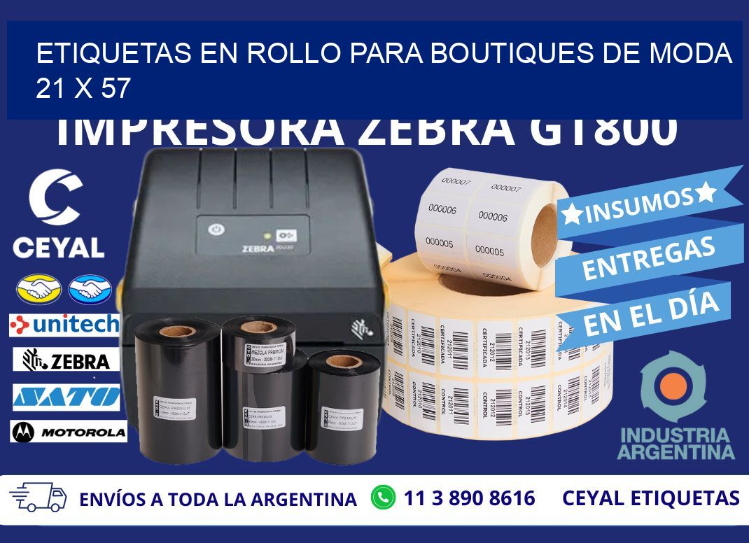 ETIQUETAS EN ROLLO PARA BOUTIQUES DE MODA  21 x 57