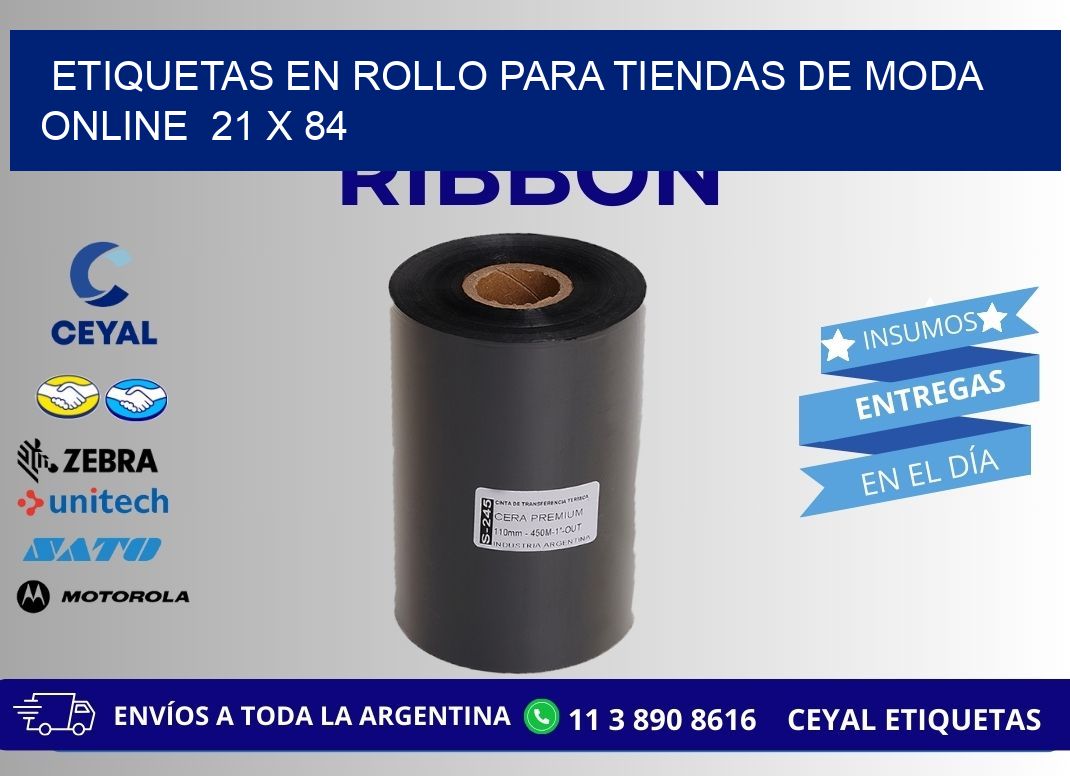 ETIQUETAS EN ROLLO PARA TIENDAS DE MODA ONLINE  21 x 84