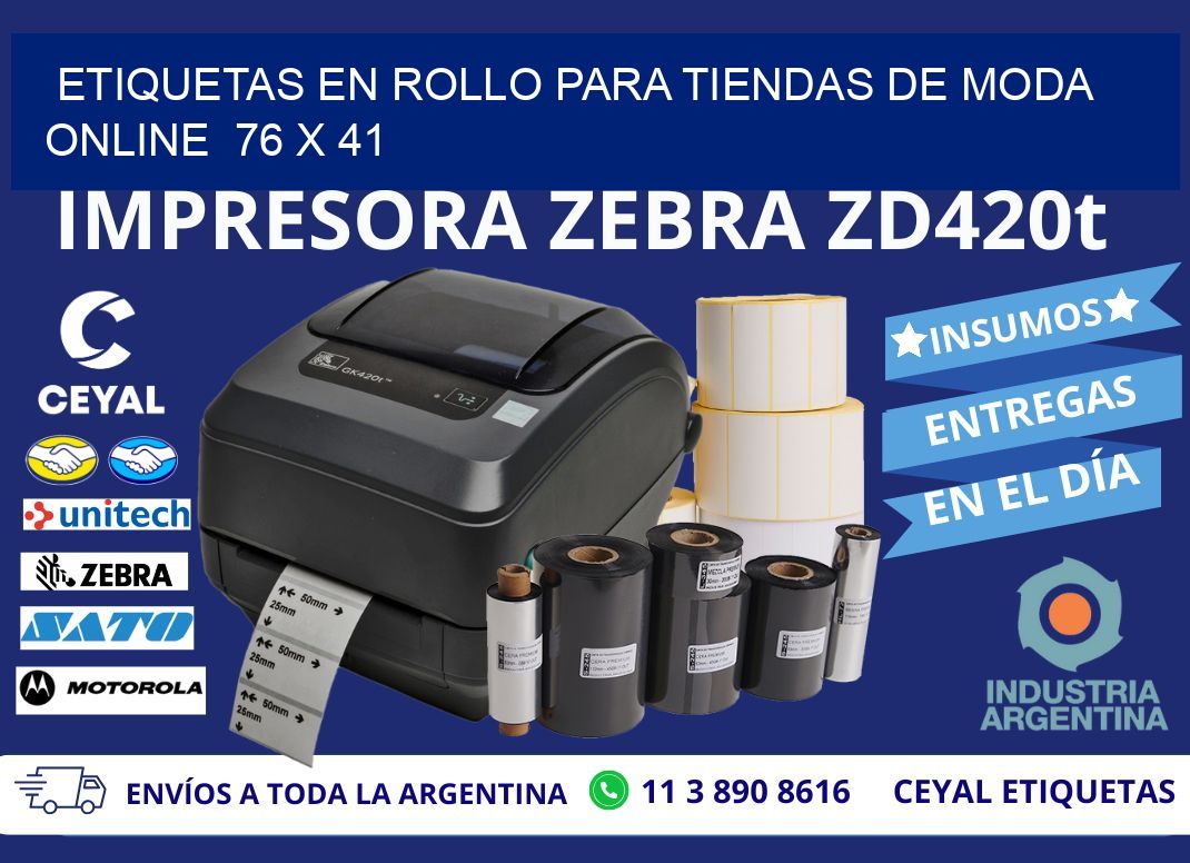 ETIQUETAS EN ROLLO PARA TIENDAS DE MODA ONLINE  76 x 41