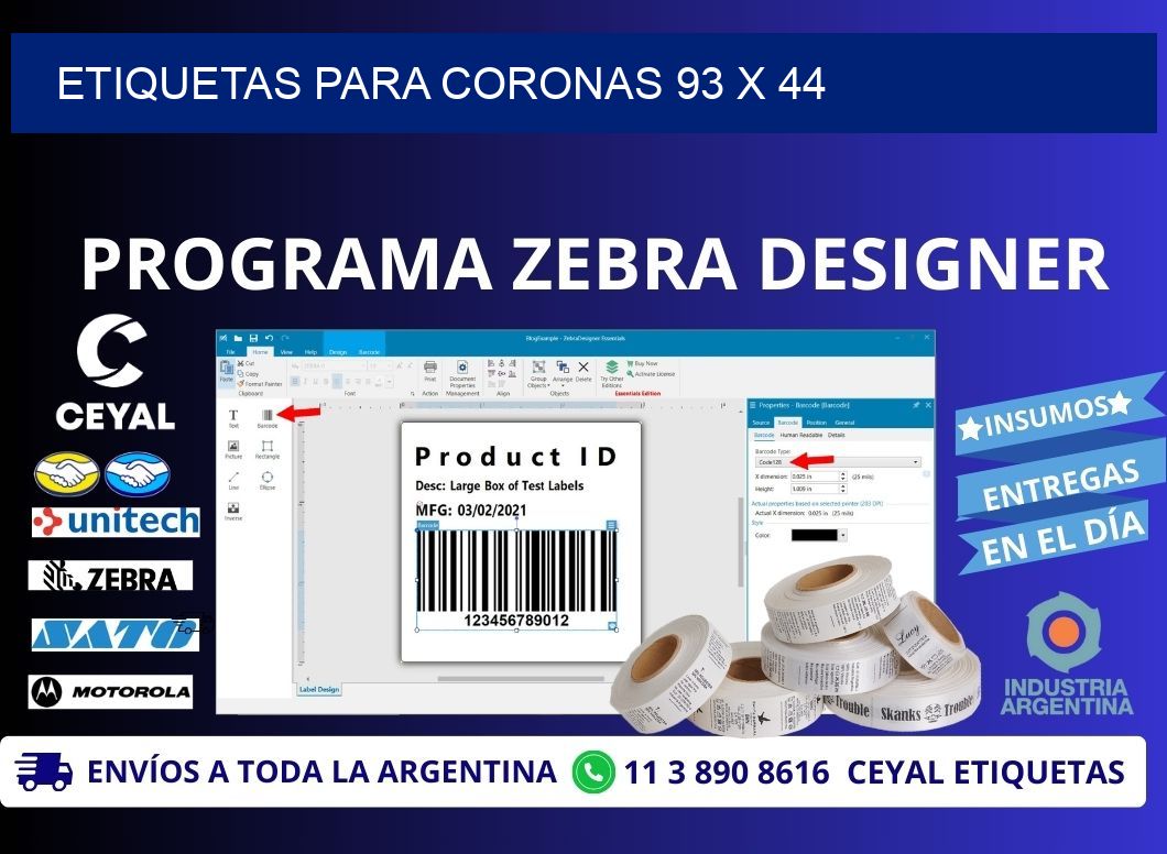 ETIQUETAS PARA CORONAS 93 x 44