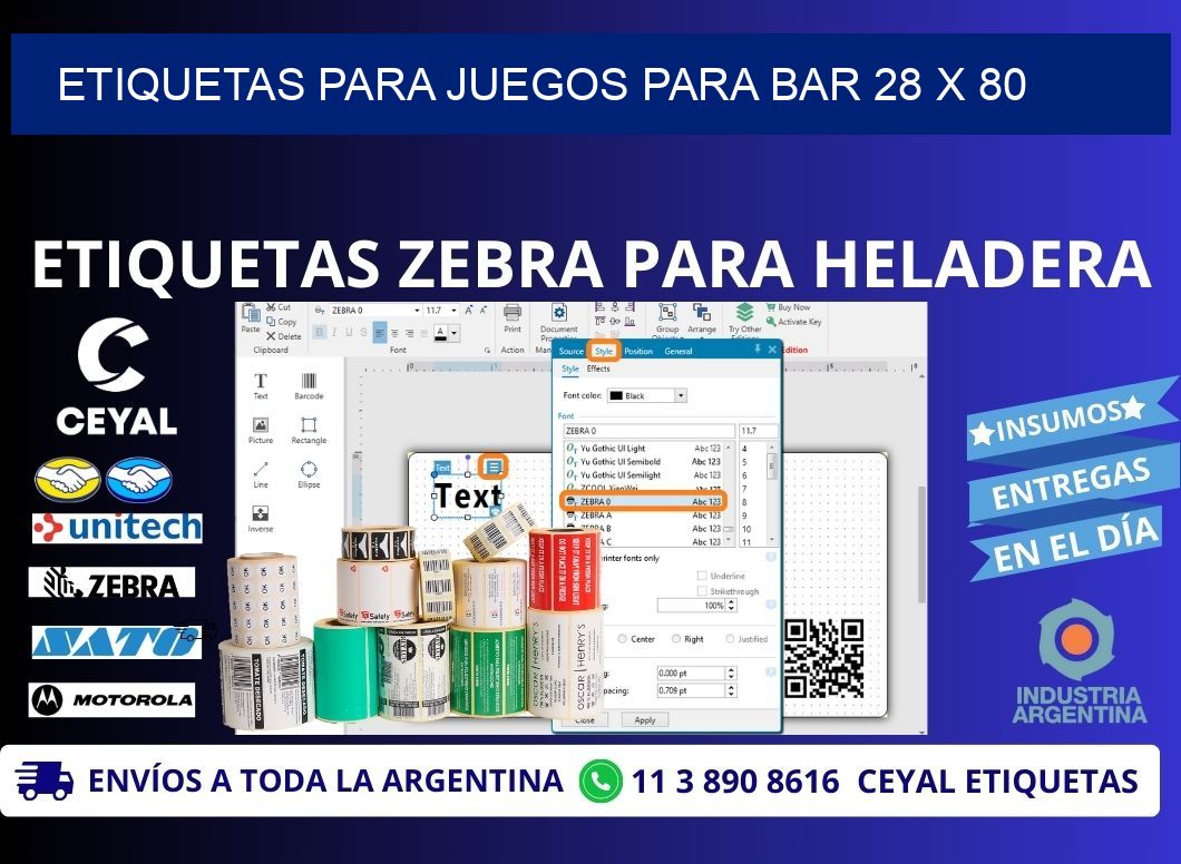 ETIQUETAS PARA JUEGOS PARA BAR 28 x 80