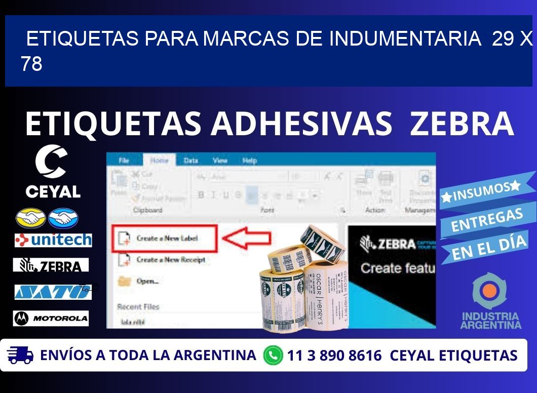 ETIQUETAS PARA MARCAS DE INDUMENTARIA  29 x 78