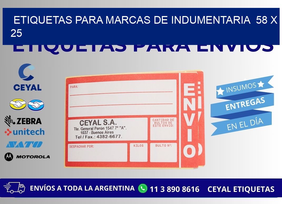 ETIQUETAS PARA MARCAS DE INDUMENTARIA  58 x 25