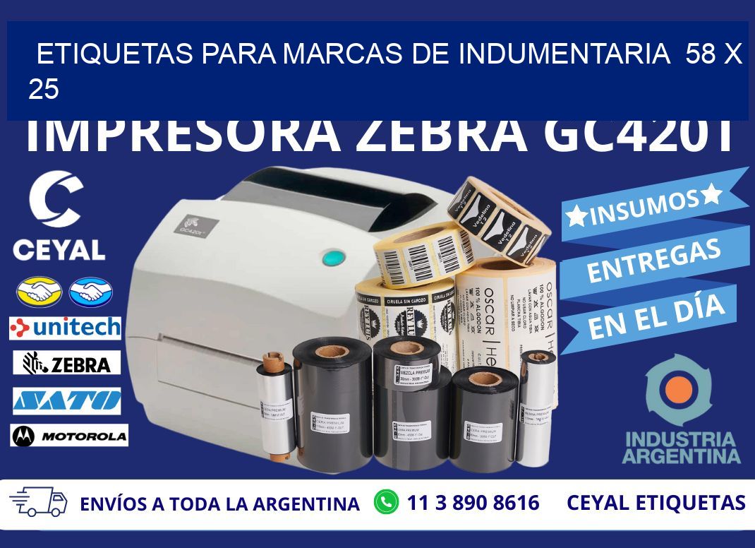 ETIQUETAS PARA MARCAS DE INDUMENTARIA  58 x 25