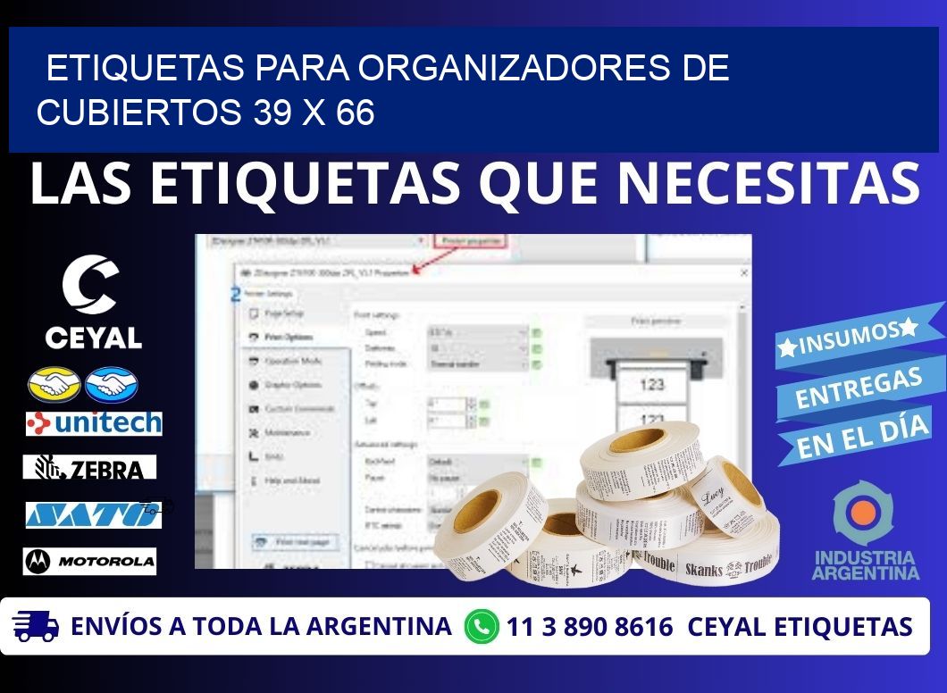 ETIQUETAS PARA ORGANIZADORES DE CUBIERTOS 39 x 66