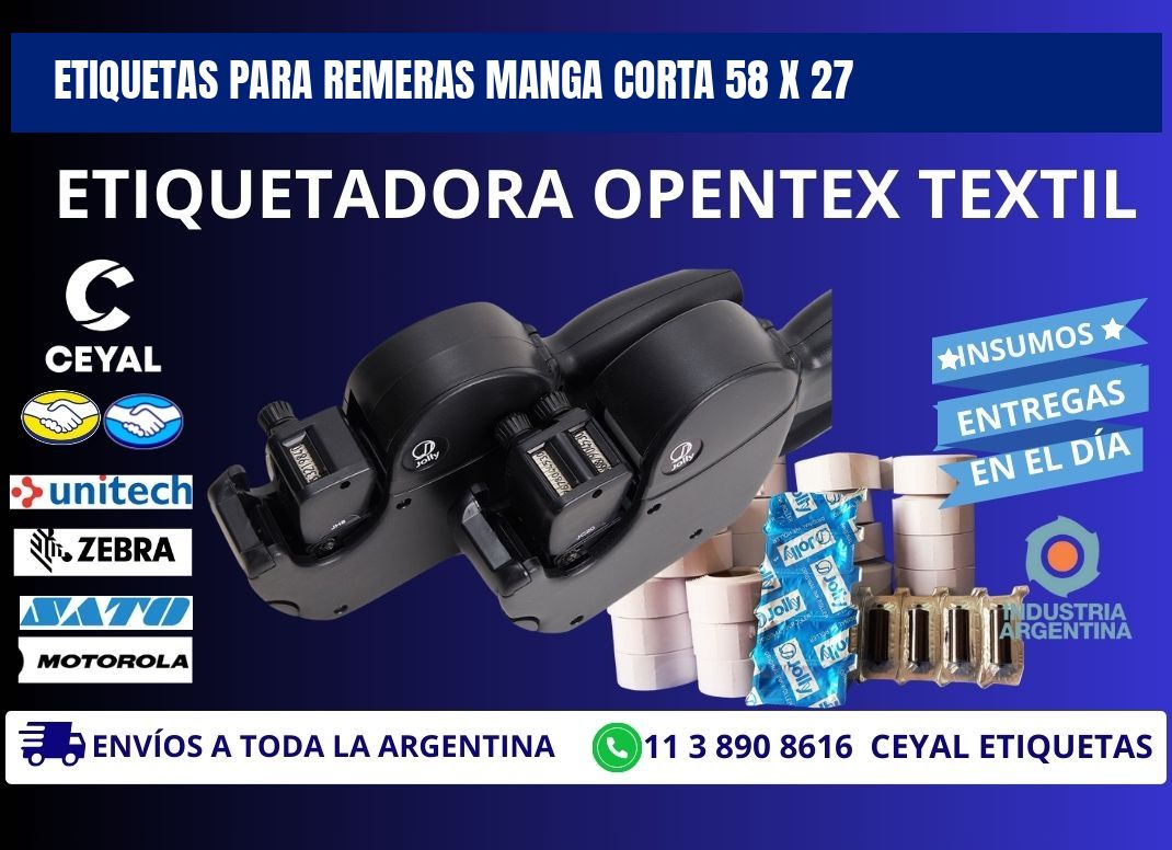 ETIQUETAS PARA REMERAS MANGA CORTA 58 x 27