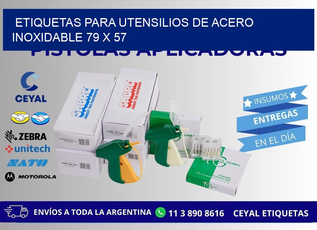 ETIQUETAS PARA UTENSILIOS DE ACERO INOXIDABLE 79 x 57