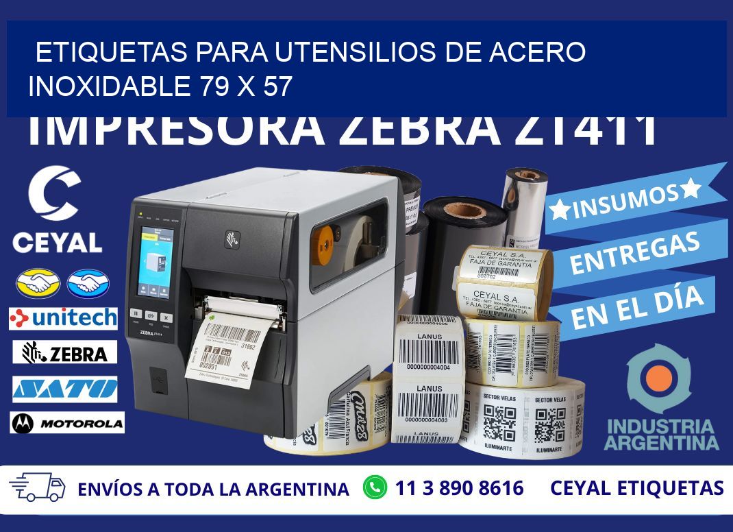 ETIQUETAS PARA UTENSILIOS DE ACERO INOXIDABLE 79 x 57