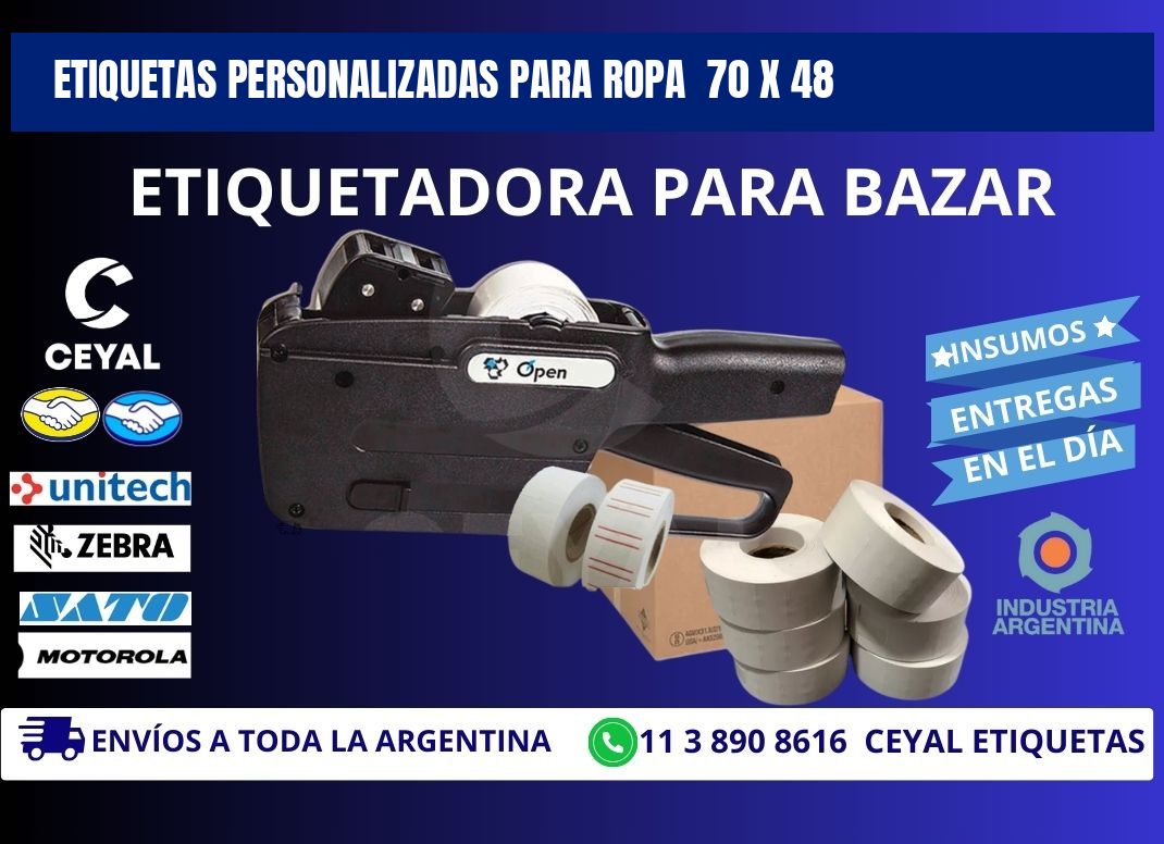 ETIQUETAS PERSONALIZADAS PARA ROPA  70 x 48