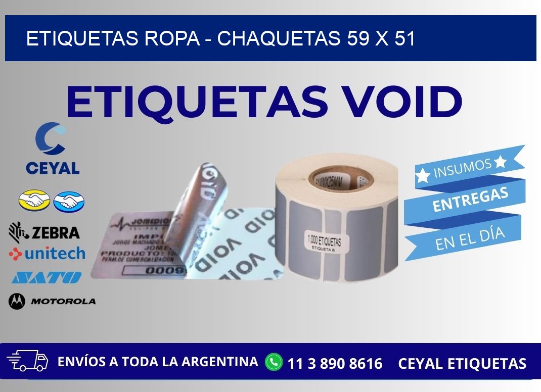 ETIQUETAS ROPA - CHAQUETAS 59 x 51